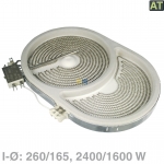 Strahlheizkrper 260x165mm 2400/1600W 230V oval, AT! VG!