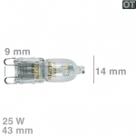 Lampe Halogenlampe G9 25W 300C Bosch Siemens 00607291 Original